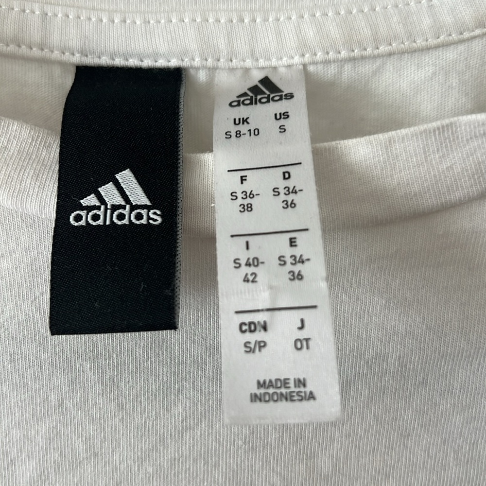 Adidas White Crop Logo T-Shirt - Picture 2 of 2